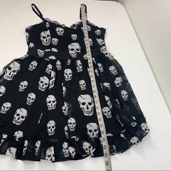 TRIPP NYC Skull Chiffon Dress Ruffles Goth Black Size Large - Picture 13 of 13